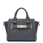 Litchi Texture Genuine Leather Platinum Crossbody Bag