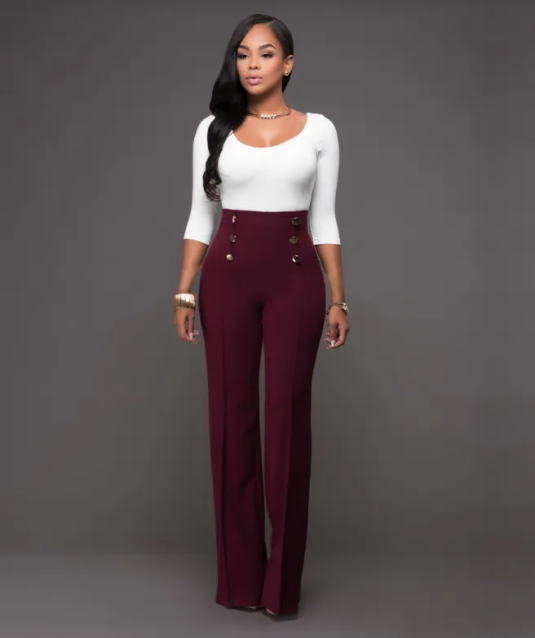Double-Breasted Flare Trousers