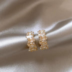 925 Silver Needle Zircon Geometric Earrings for Women Light Luxury Jewelry