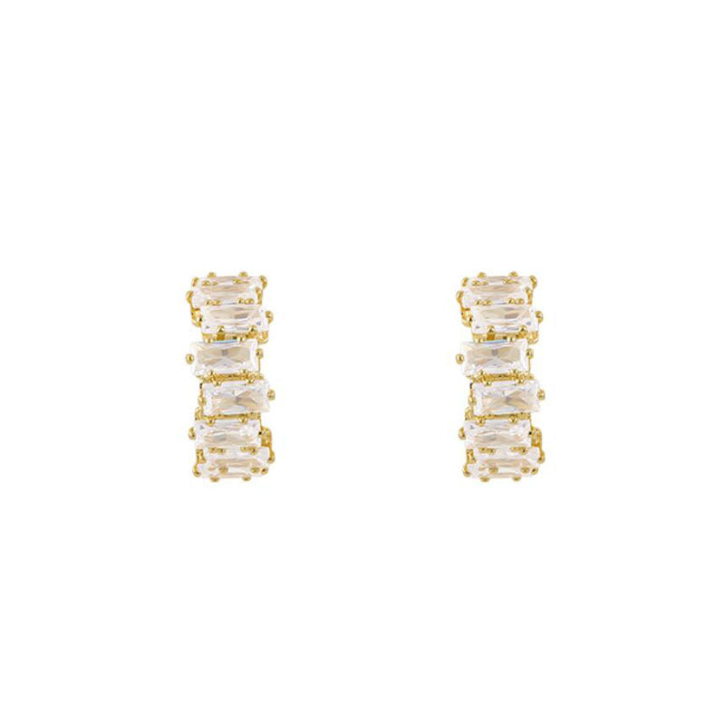 925 Silver Needle Zircon Geometric Earrings for Women Light Luxury Jewelry