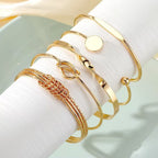 Simple Retro Glossy Geometric Open Bracelet 5-Piece Set Alloy Jewelry