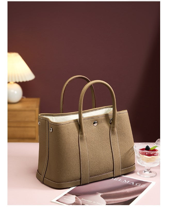 Women's Litchi Texture Leather Tote Bag