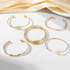 Simple Retro Glossy Geometric Open Bracelet 5-Piece Set Alloy Jewelry