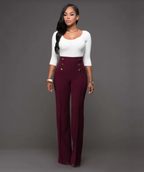 Double-Breasted Flare Trousers