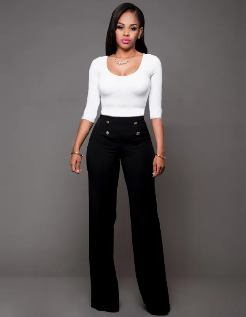 Double-Breasted Flare Trousers