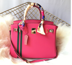 Litchi Grain Leather Platinum Shoulder Tote
