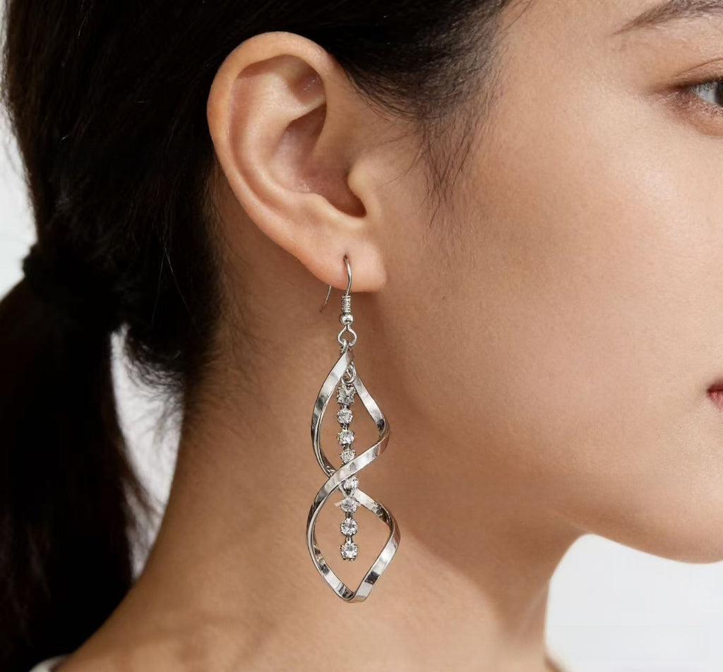 Spiral Design Alloy Pendant Earrings for Women