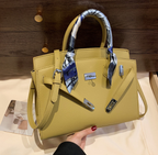 Litchi Grain Leather Platinum Shoulder Tote
