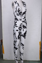 Elegant Floral Halter Neck Women's Summer Jumpsuit