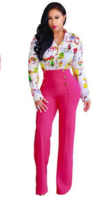 Double-Breasted Flare Trousers