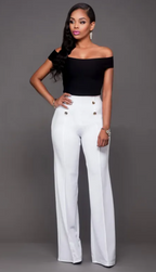 Double-Breasted Flare Trousers