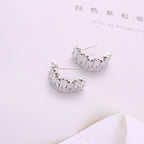 925 Silver Needle Zircon Geometric Earrings for Women Light Luxury Jewelry