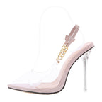 Transparent PVC High Heel Women's Shoes with Metal Chain